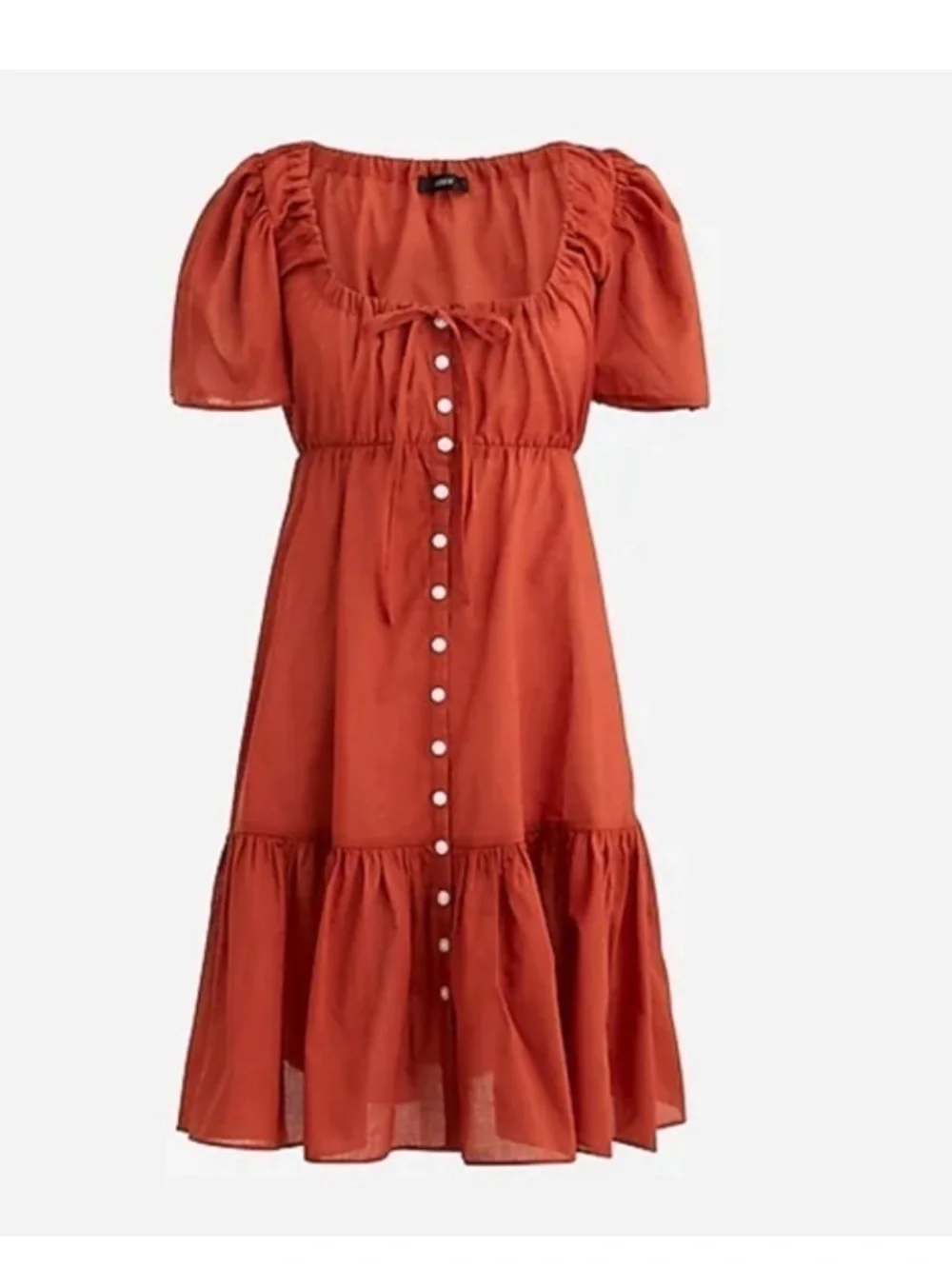 J Crew Cotton Voile Tiered Button-Down Beach Dress Wildfire‎ Size Large NWOT
